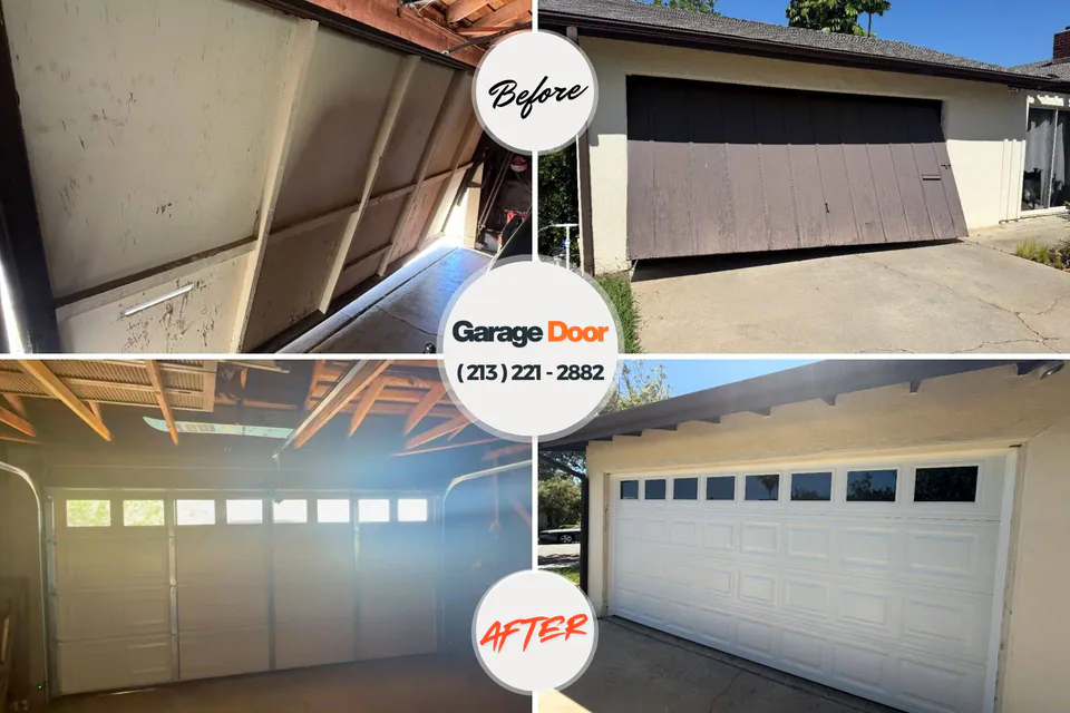 Before and after: garage door spring repair Hector, MN